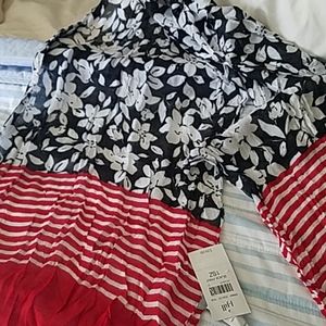 J.Jill black print with red scarf